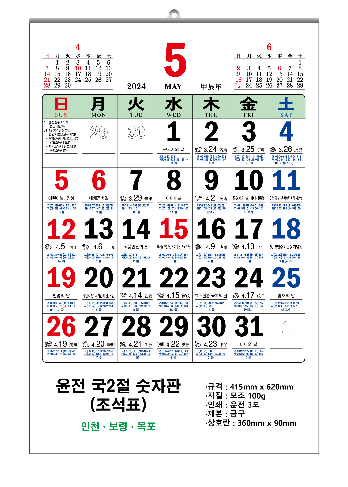 윤전 국2절 (조석표)